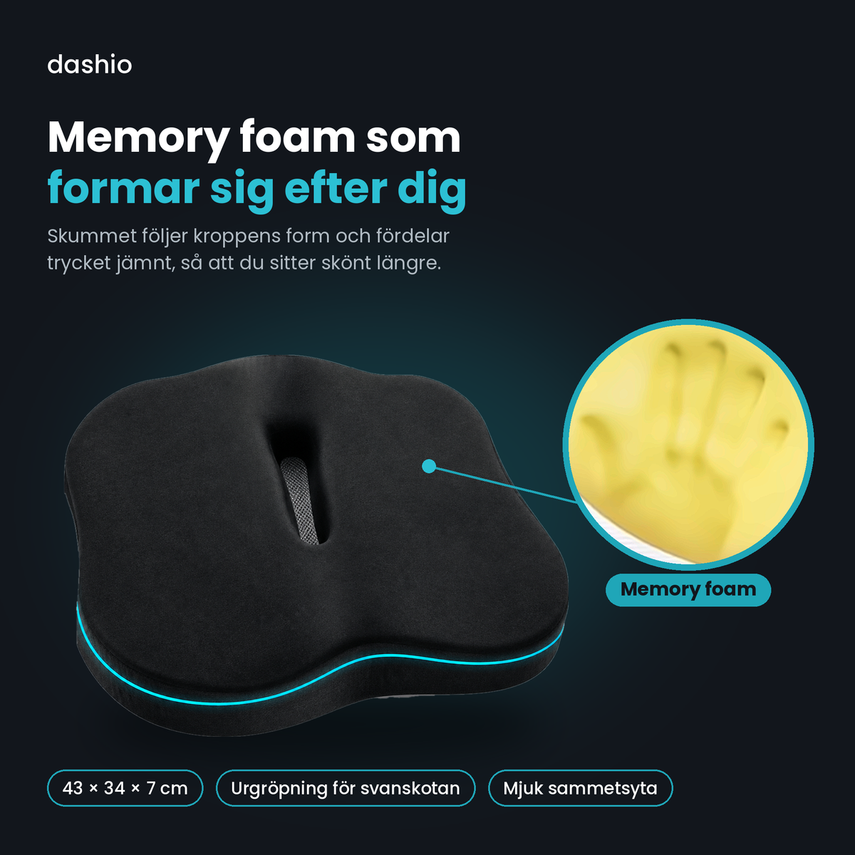 Ergonomisk sittdyna i memory foam